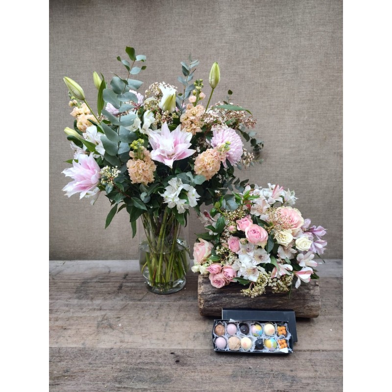 Moun amor|Ramo de flores & chocolates