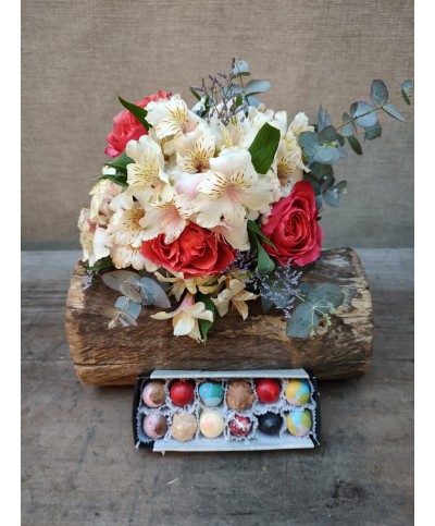 Petit Rose|ramo con chocolates