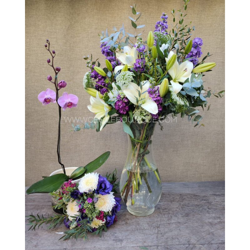 Corazón de Madre|Conjunto con orquídea Corazón de Madre|Conjunto con orquídea