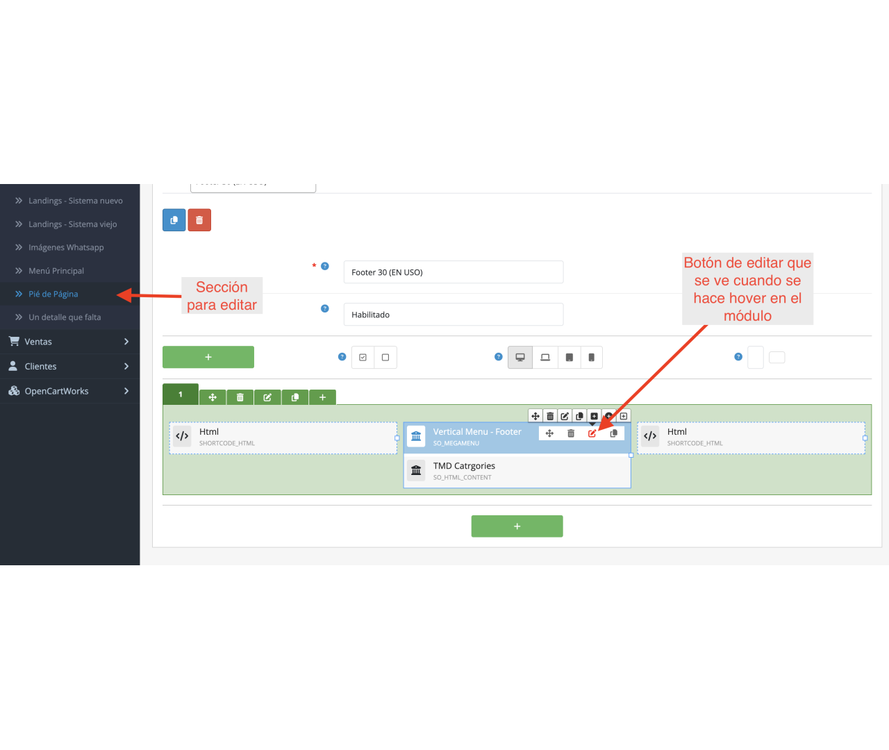 Manual para editar el pie de página