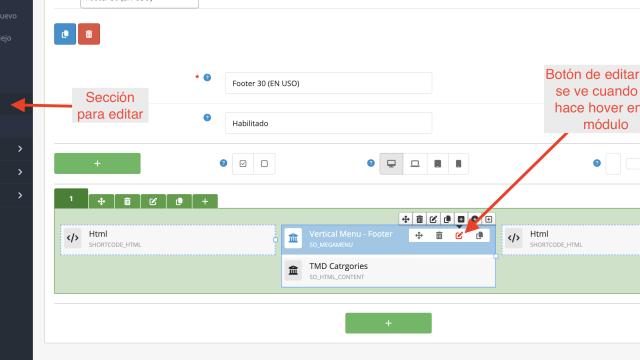 Manual para editar el pie de página