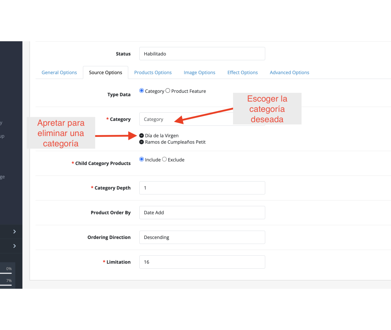 Manual para agregar o eliminar productos del home