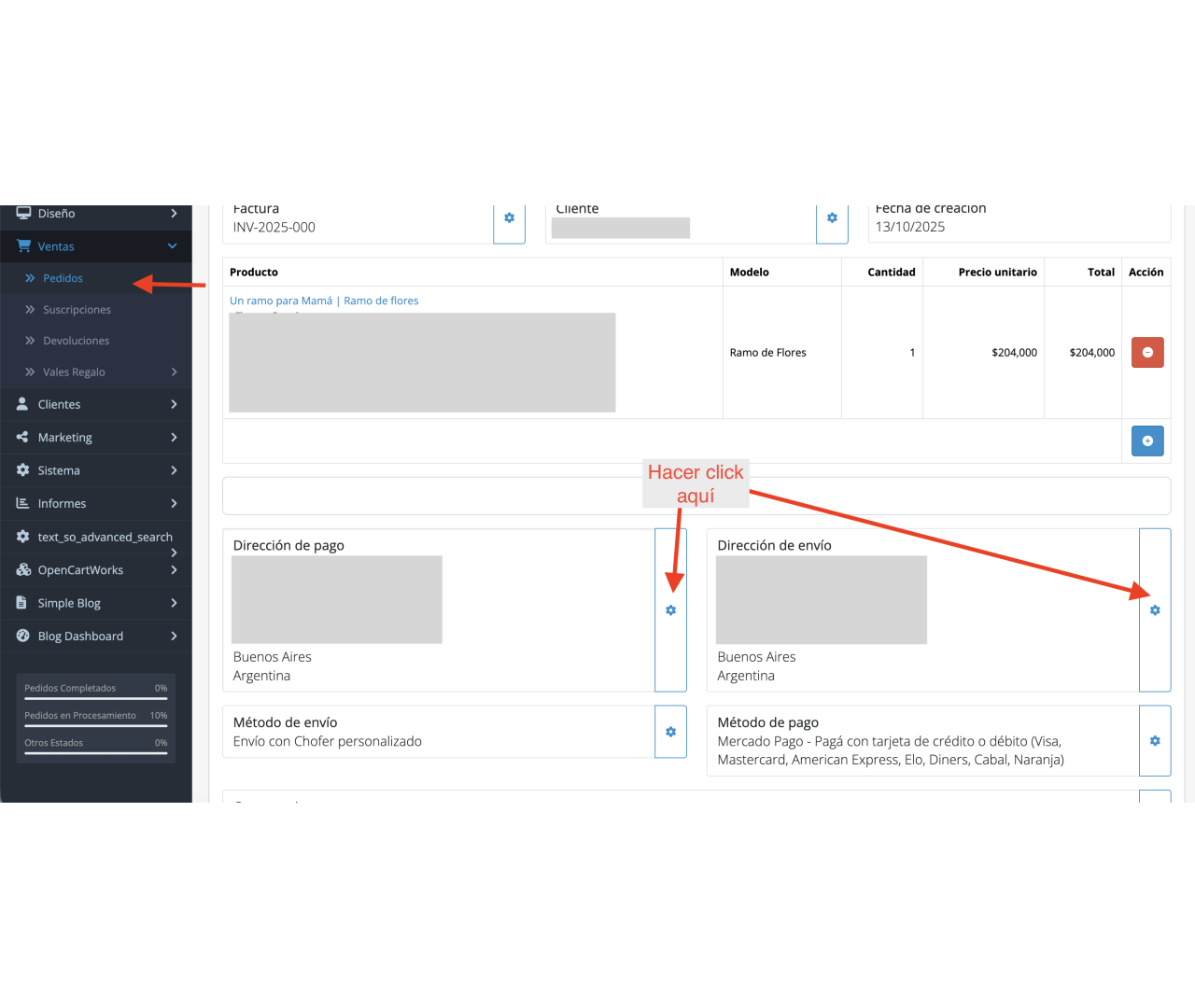 Ver detalles de un pedido — Admin Cecile