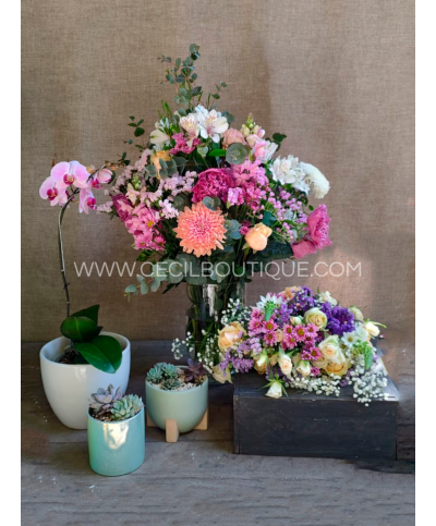 Amor infinito|Conjunto de ramos más orquídea & jardínes