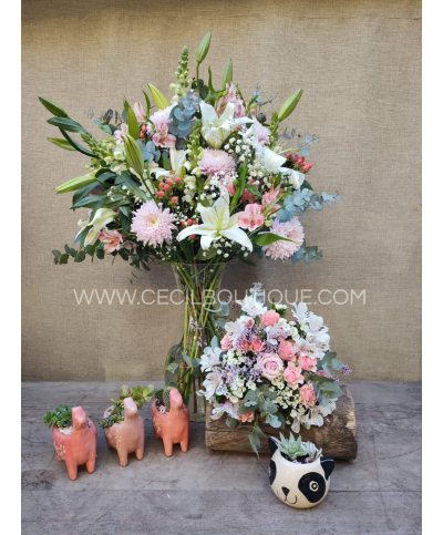 dulce día de la niñez| arreglo floral y jardín