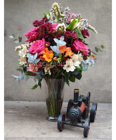 Tren del cielo | Ramo de flores con miniatura